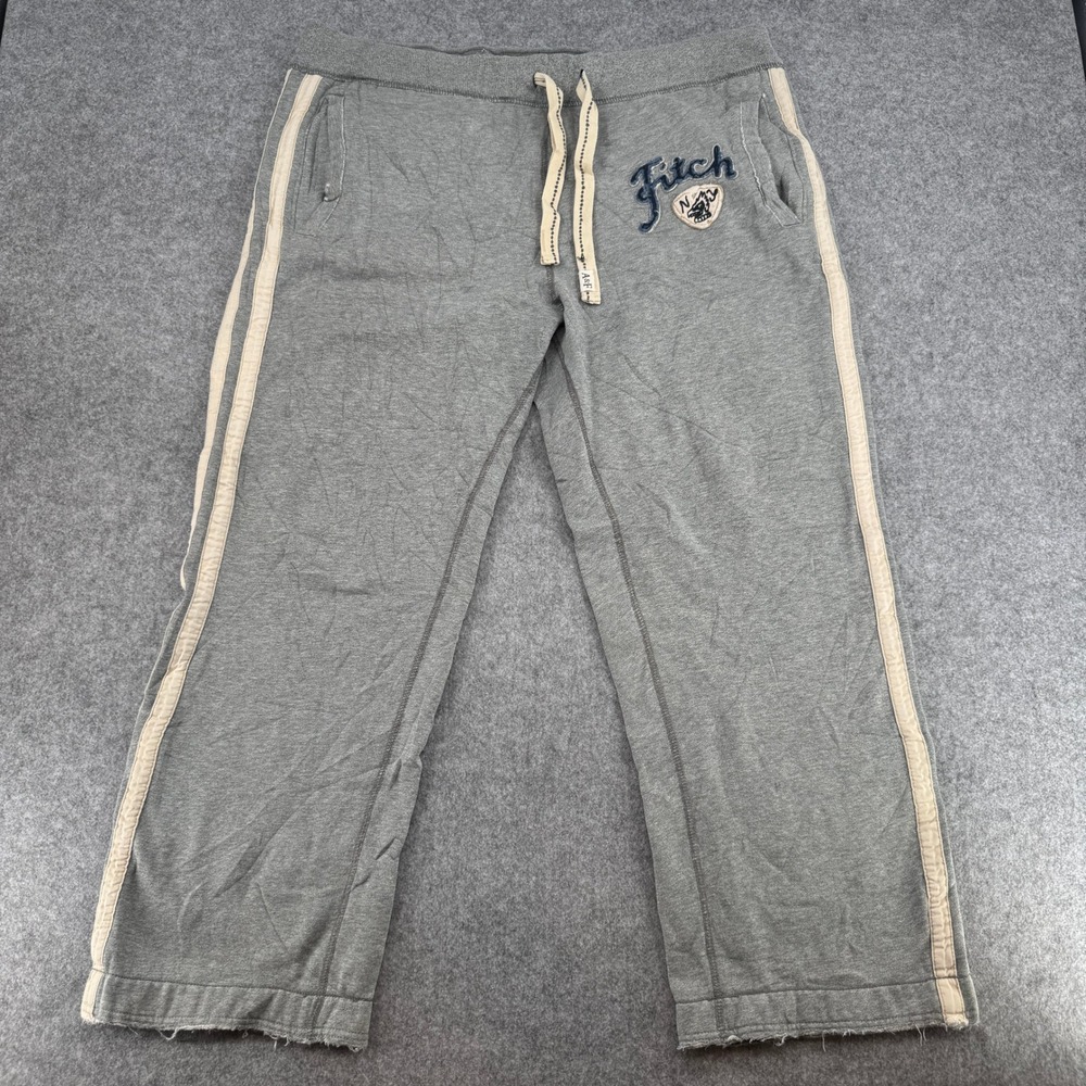 Abercrombie & Fitch Sweatpants Mens XL Jogger Gray Side Stripe EUC